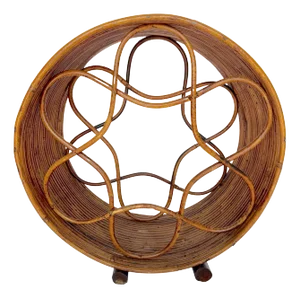 Boho Rattan Circular Porthole 6 Bottle Wine Caddy/ Rack