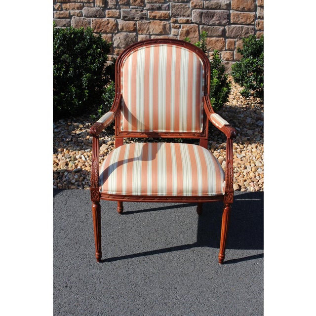 Ethan Allen Louis XVI Style Armchairs With Silk Upholstery—A Pair For Sale - Image 6 of 18