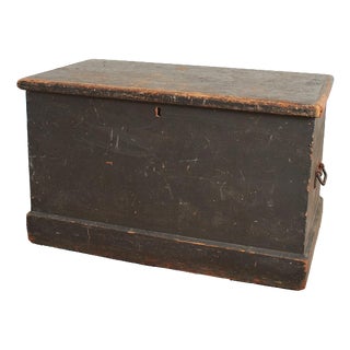 Antique Victorian Painted Wooden Blanket Box For Sale