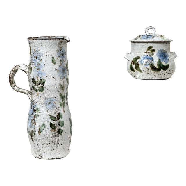 Pitcher and Tureen by Albert Thiry from Vallauris, 1980s, Set of 2 For Sale