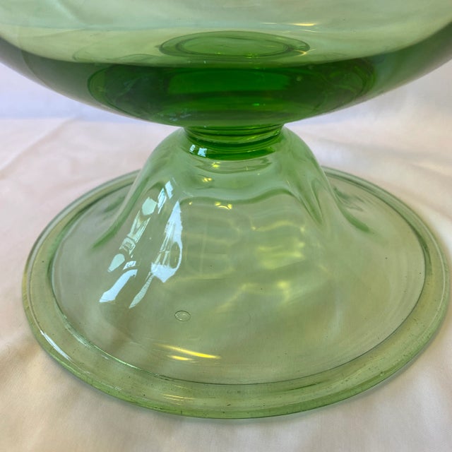 Hand Blown Vintage Green Lidded Apothecary Jar For Sale - Image 4 of 11