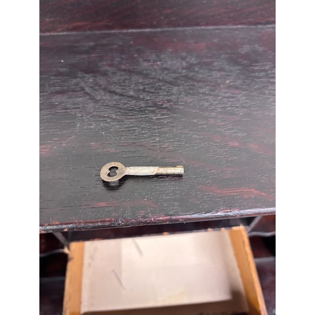 Antique Victorian Petite Secretary Desk With Storage and Key For Sale - Image 11 of 14