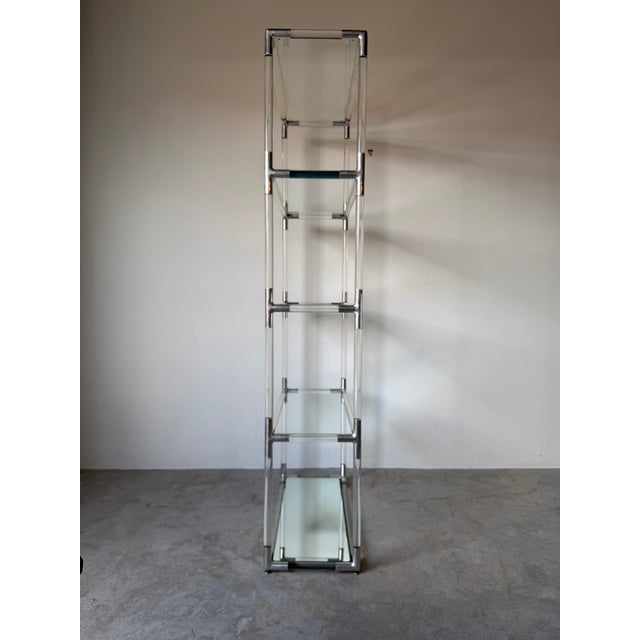 1970’s Mid-Century Modern Charles Hollis Jones Style Aluminum & Glass Five-Tier Étagère Display Shelf For Sale - Image 10 of 13