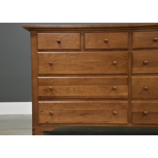 Wood 1990s Cherry Shaker Style Long 62” Dresser For Sale - Image 7 of 8