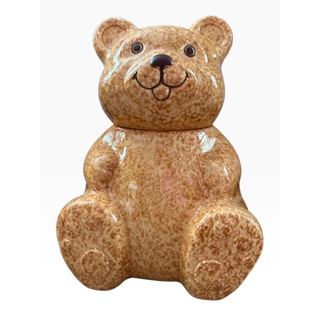 Traditional Vintage Avon Speckled Teddy Bear Cookie Jar, Ceramic, 10.5" For Sale - Image 3 of 8
