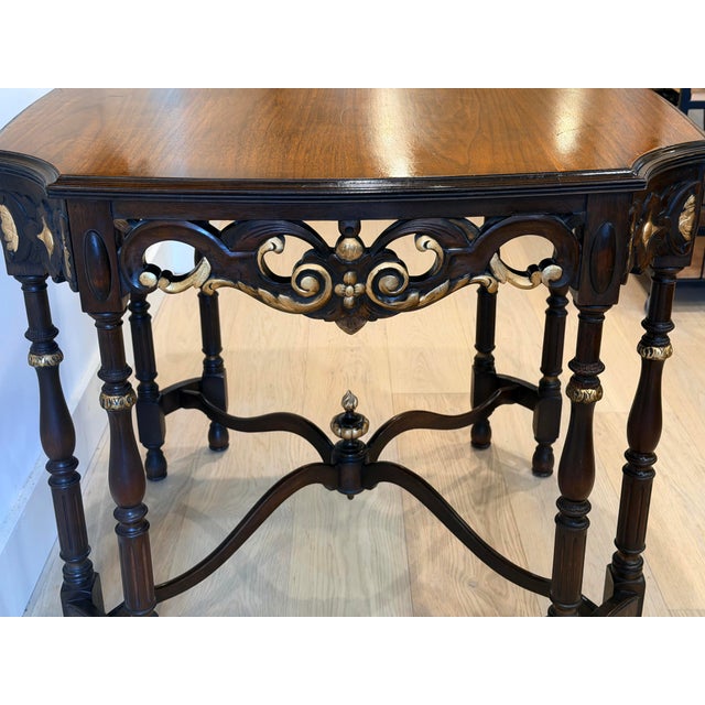 Wood Antique Rococo Reticulated Carved Table For Sale - Image 7 of 10