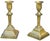 Impressive and heavy Late 19th Century Italian pair of candlesticks, elegantly handcrafted from solid brass, in a...