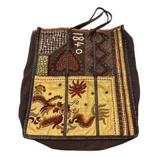 1990s Hippies Style Hand-Crafted Unique French Tote Bag by Jamin Puech For Sale