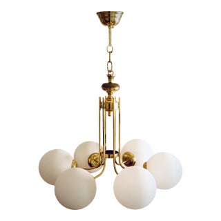 1970s Six Arm Glass Ball Light From Honsel For Sale