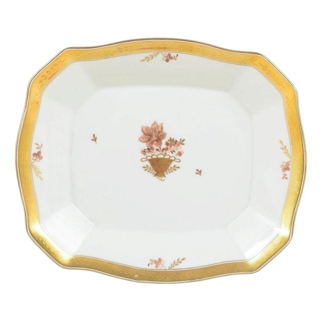 Octagonal Porcelain Golden Basket Cake Dish from Royal Copenhagen, 1968 For Sale