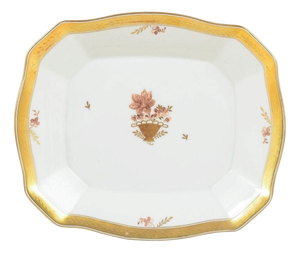 Octagonal Porcelain Golden Basket Cake Dish from Royal Copenhagen, 1968
