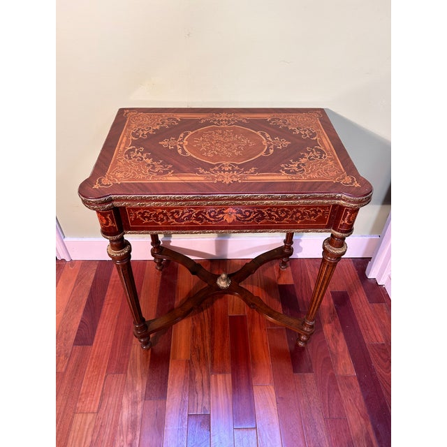 20th Century French Louis XVI-style Marquetry Game Table For Sale In Seattle - Image 6 of 16