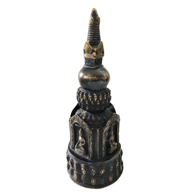 superb heavy bronze Tibetan Stupa ....A stupa is a mound-like or hemispherical structure containing relics of the remains...
