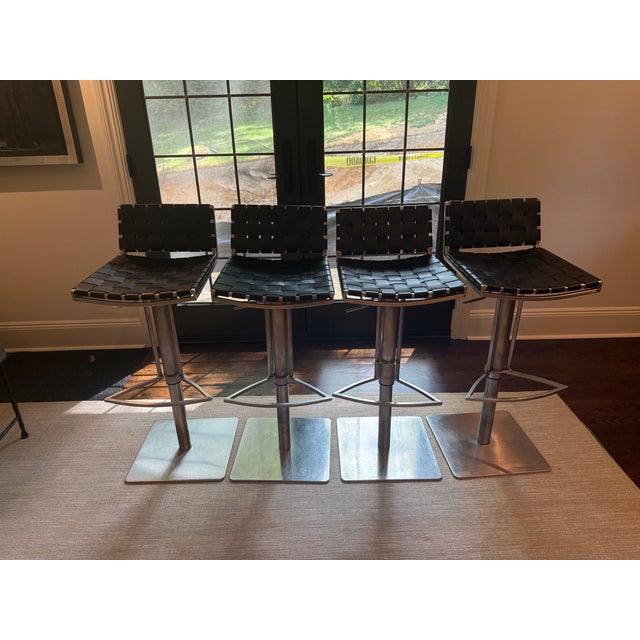 Safavieh Mitchell Gas Lift Swivel Bar Stools (Set of 4) For Sale - Image 9 of 16