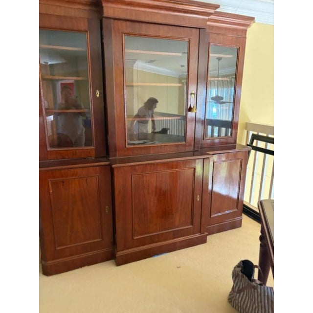 Antique English Mahogany Three Door Mahogany Breakfront Bookcase Circa 1850 For Sale In West Palm - Image 6 of 10