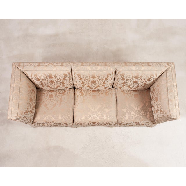 Donghia Shelter-Arm Sofa Fortuny Style Damask Champagne Fabric For Sale - Image 4 of 18
