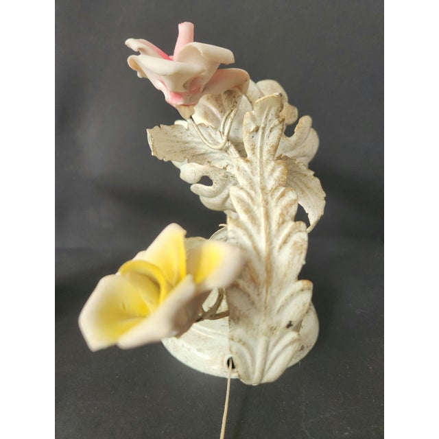 Vintage Wall Lamp with Floral Porcelain Elements, 1960s, Set of 2 For Sale - Image 13 of 18