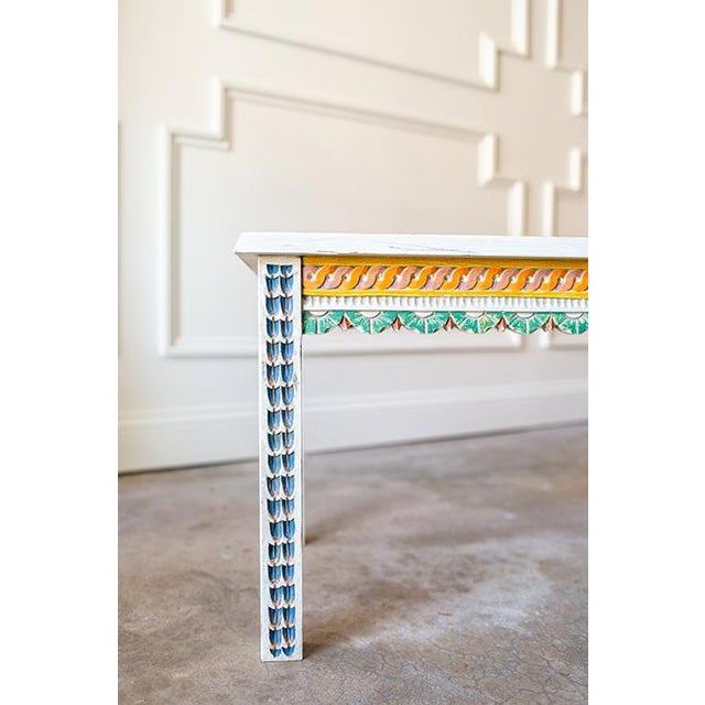 Vintage Hand Carved and Painted Scandinavian Style Coffee Table For Sale - Image 10 of 16