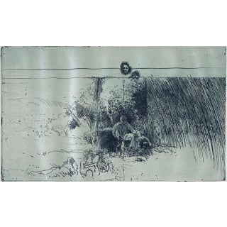 Robert A. Birmelin, Man In Field With Dogs, American Modernist Abstract Etching For Sale