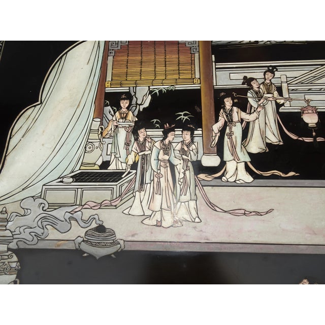 Black Vintage Oriental Asian Black Chinoiserie Coffee Table Storage Box For Sale - Image 8 of 13