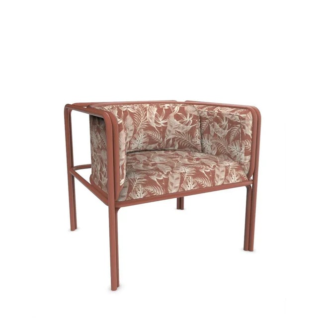 Collector Az1 Armchair Yucca Terracotta Fabric and Red Lacquered Metal by Francesco Zonca For Sale - Image 4 of 4