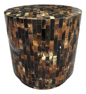 1980s Tessellated Horn Drum Table