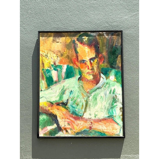Vintage Original Portrait of Sour Faced Man For Sale In West Palm - Image 6 of 18