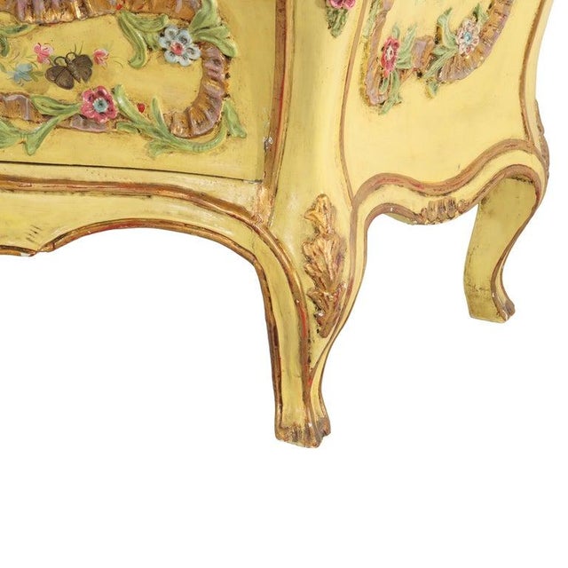 Venetian Floral Polychromed Marble Top Dresser With Trumeau Mirror C1930 For Sale - Image 4 of 14