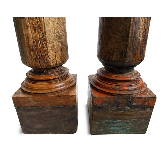Pair of Antique Teak Wood Columns For Sale - Image 4 of 4