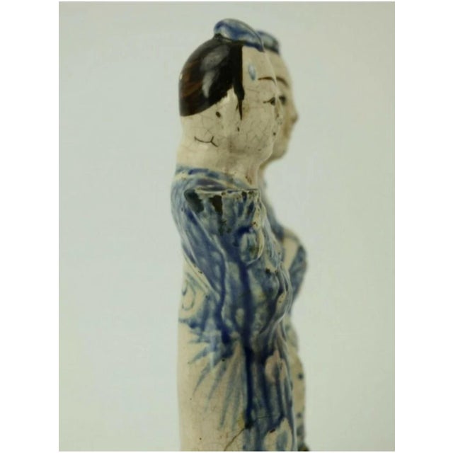 Asian Antique Blue and White Ming Dynasty Period Signed- 11 Inch- Ming Dynasty (1368–1644) For Sale - Image 3 of 4
