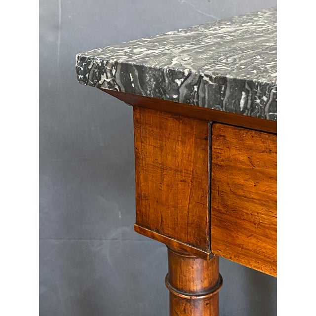 French Empire Console Table of Flame Mahogany With Marble Top For Sale - Image 10 of 11