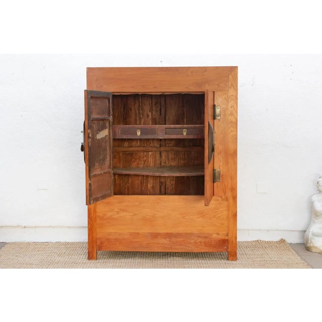 19th Century Chinese Elm & Brass Armoire For Sale - Image 4 of 9