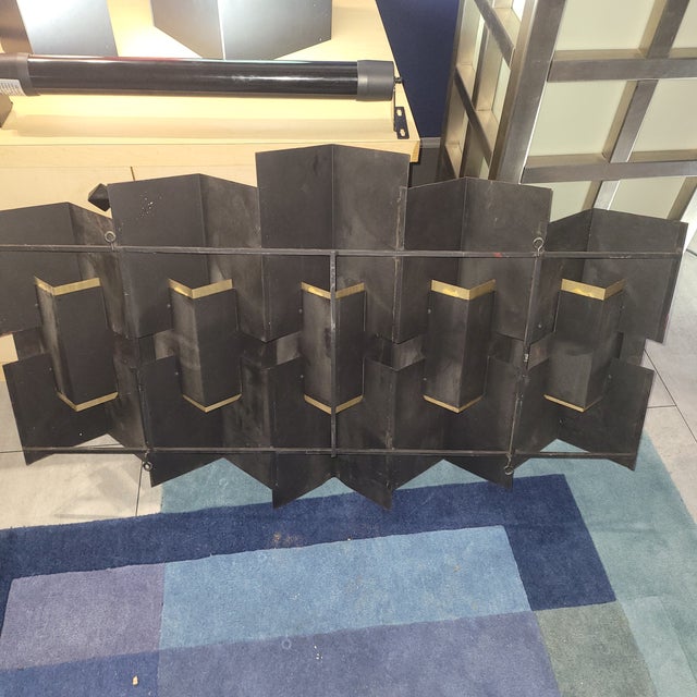 1990s Vintage Mid Century Modern Signed C Jere Pleated Iron Wall Decor Sculpture Art For Sale - Image 5 of 6