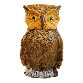 1970s Vintage Ceramic Owl Umbrella Stand For Sale