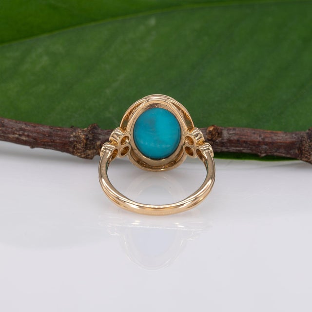 Sierra | 4.54ct Turquoise Ring With Earth-Mined Diamond Accents in Solid 14k, Size 6.75 For Sale - Image 9 of 10