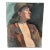 Vintage Modern Realist Signed Portrait Painting of a Woman Wearing a Hat For Sale