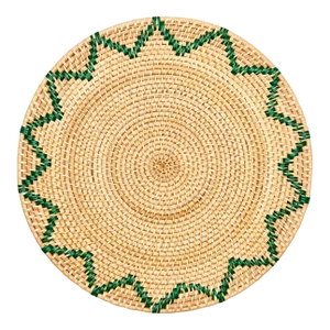 Deborah Rhodes Zigzag Rattan Placemat, Emerald, Set of 4