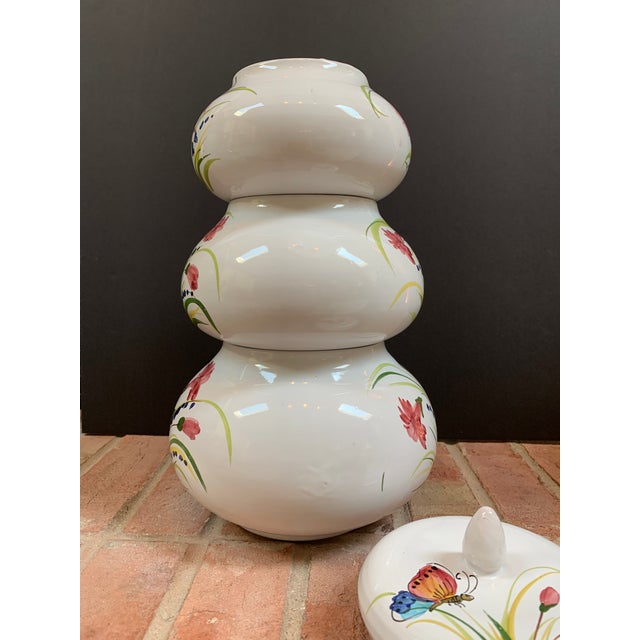 Ceramic Italian Ceramic Hand Painted Terra-Cotta Stacking Jars - Set of 4 For Sale - Image 7 of 11