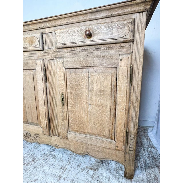 19th Century French Provincial Solid Oak Buffet in Natural Bleached Finish For Sale - Image 12 of 14