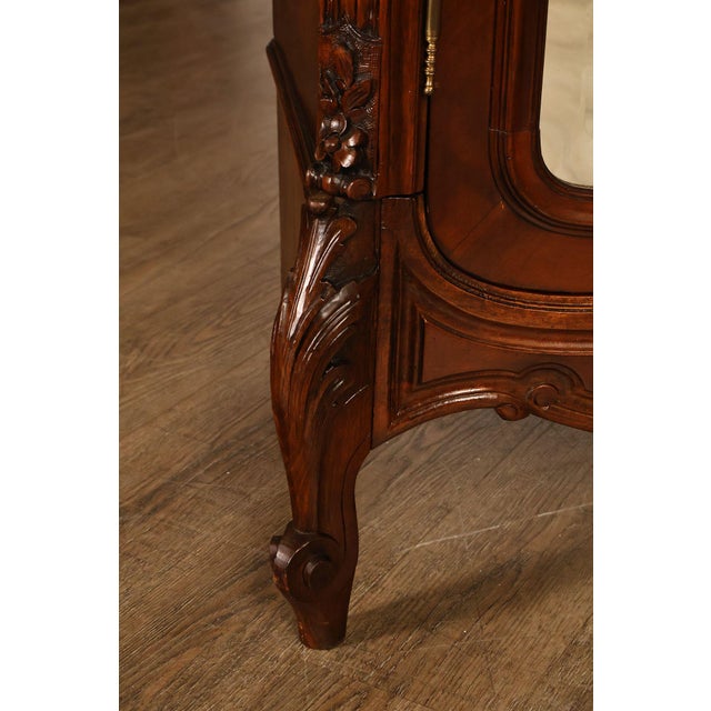 French Louis XV Style Antique Carved Mahogany Mirrored Armoire For Sale - Image 15 of 18