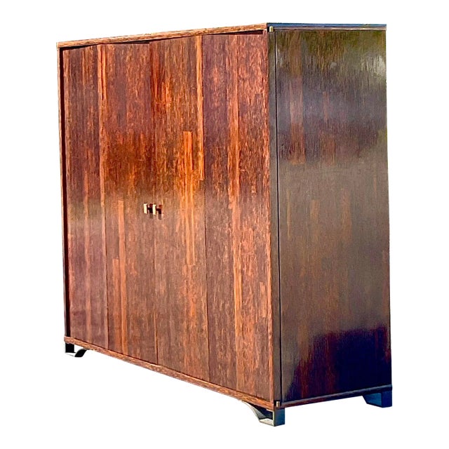 Vintage Peter Marino Custom Rosewood and Bronze Wall Unit For Sale