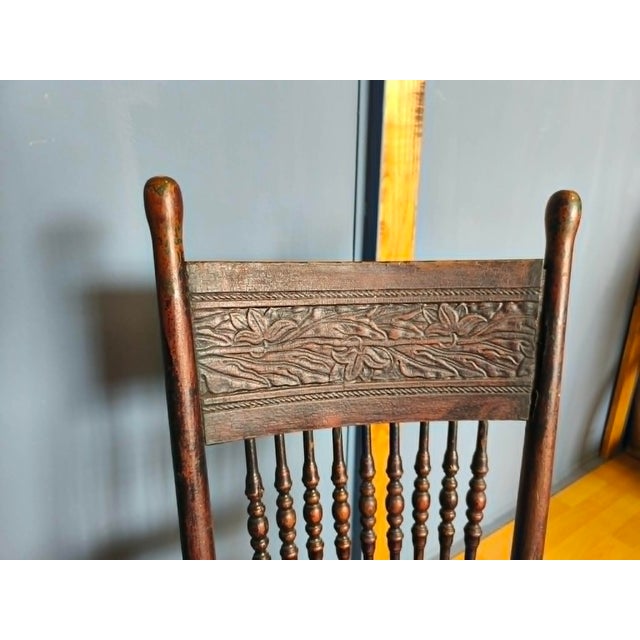Pressed Back Chair with Leather Seat and Turned Parts For Sale - Image 14 of 18