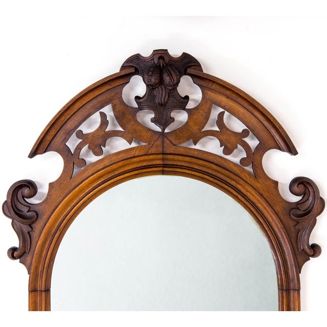 Antique Arched Mirror W/ Carved Pediment Chairish