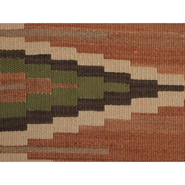 Textile 1970s Vintage Handmade Wool Cotton Terracotta Runner Rug For Sale - Image 7 of 11