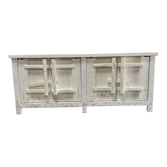 Elm Wood 4-Door Sideboard For Sale