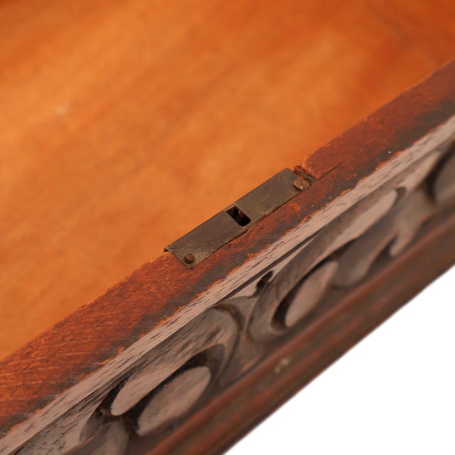 Brown Late 19th Century Carved Oak Box With Foliate Decoration, English, Ca. 1880 For Sale - Image 8 of 10