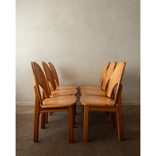 Scandinavian Brutalist Pine Dining Chairs, 1970s, Set of 6 For Sale - Image 6 of 18
