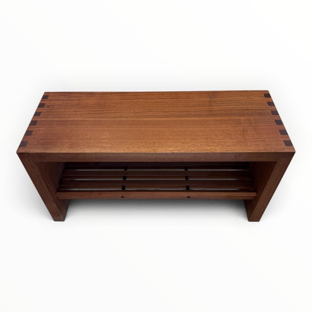 Modern Custom Teak Hall Bench For Sale - Image 4 of 6