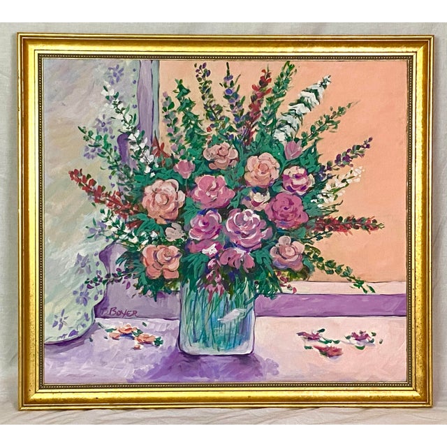 Large Roses Still Life Painting For Sale - Image 13 of 13