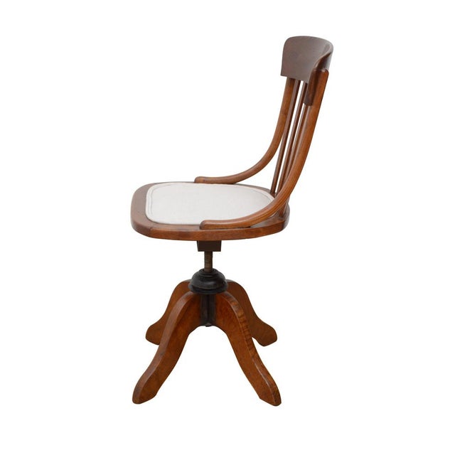 English Oak Revolving Desk Chair, 1910 For Sale - Image 4 of 11